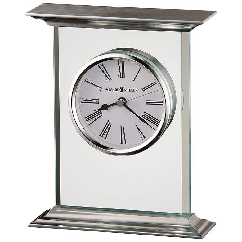 Image 1 Howard Miller Clifton 7 inch High Traditional Glass Table Clock
