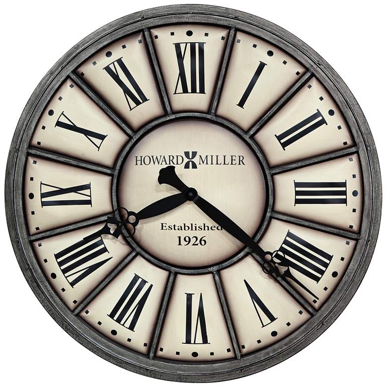 Image 1 Howard Miller Company Time II 34"W Antique Nickel Wall Clock