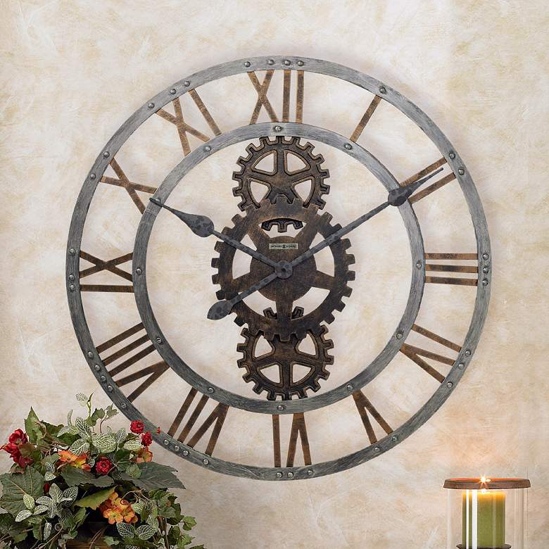 Image 1 Howard Miller Crosby 30" Wide Industrial Gear Wall Clock