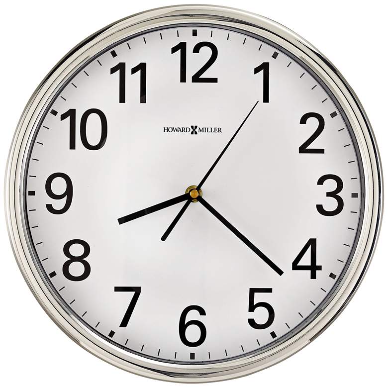 Image 1 Howard Miller Hamilton 12 inch Round Polished Silver Wall Clock