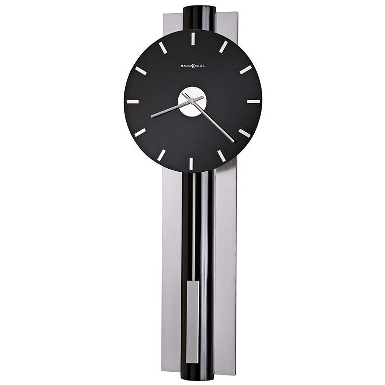Image 1 Howard Miller Hudson 33 1/2 inch Modern Silver Black Lacquer Wall Clock