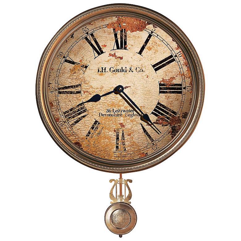 Image 1 Howard Miller J.H. Gould 21" High Brass Wall Clock