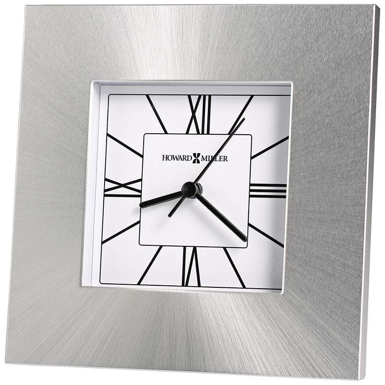 Image 1 Howard Miller Kendal 6 1/4 inch High Brushed Silver Modern Clock