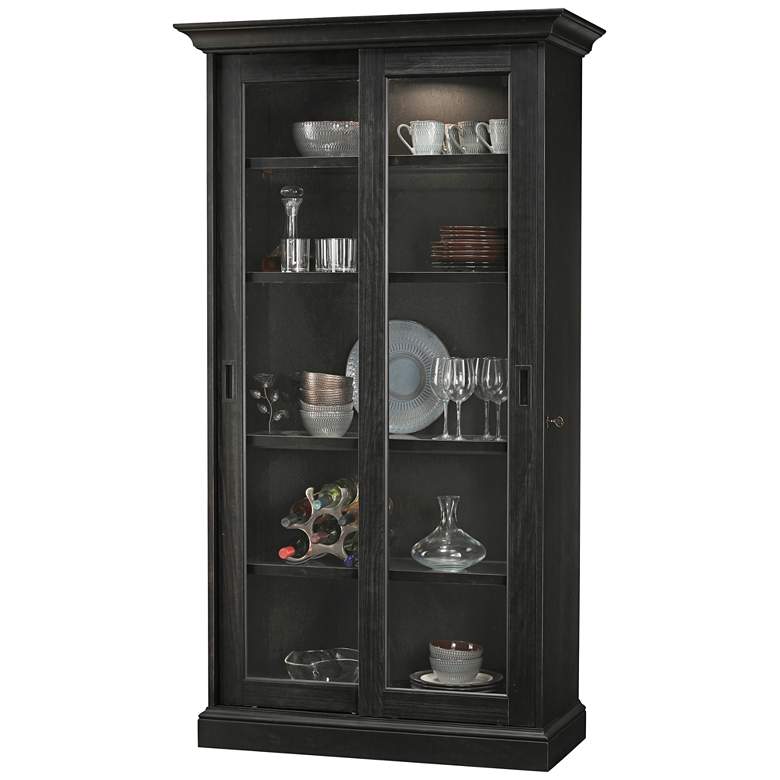 Image 1 Howard Miller Meisha IV Aged Black 2-Door Display Cabinet