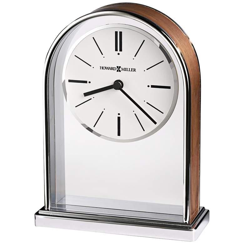 Image 1 Howard Miller Milan 7 1/4 inch High Plated Polished Chrome Clock