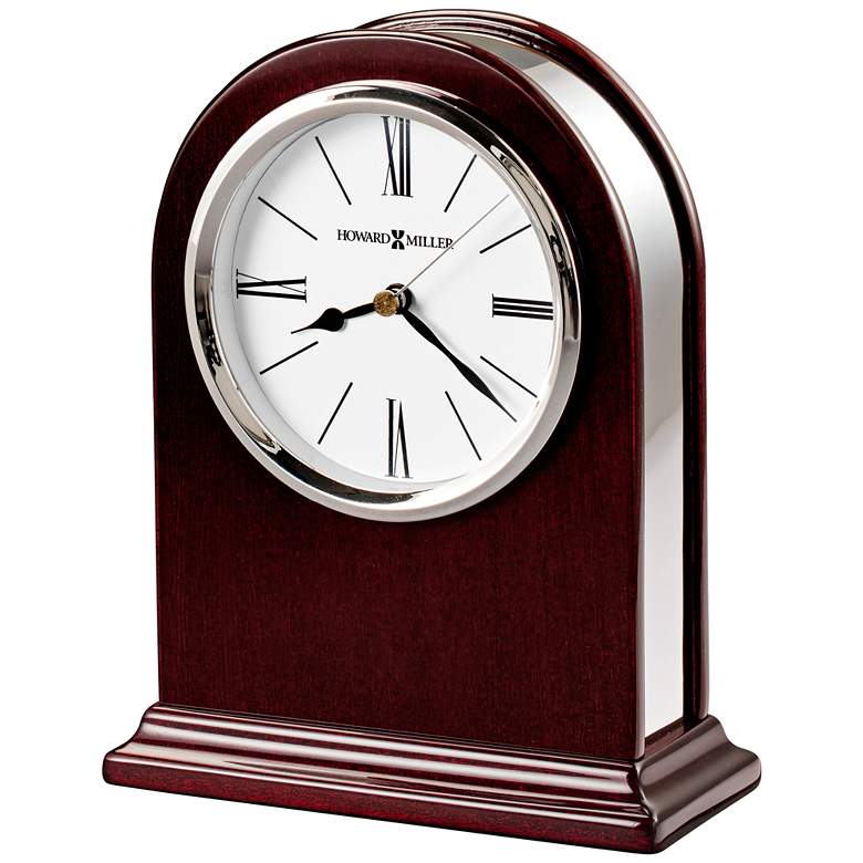 Image 1 Howard Miller Peyton 7 inch High Silver-Trim Rosewood Clock