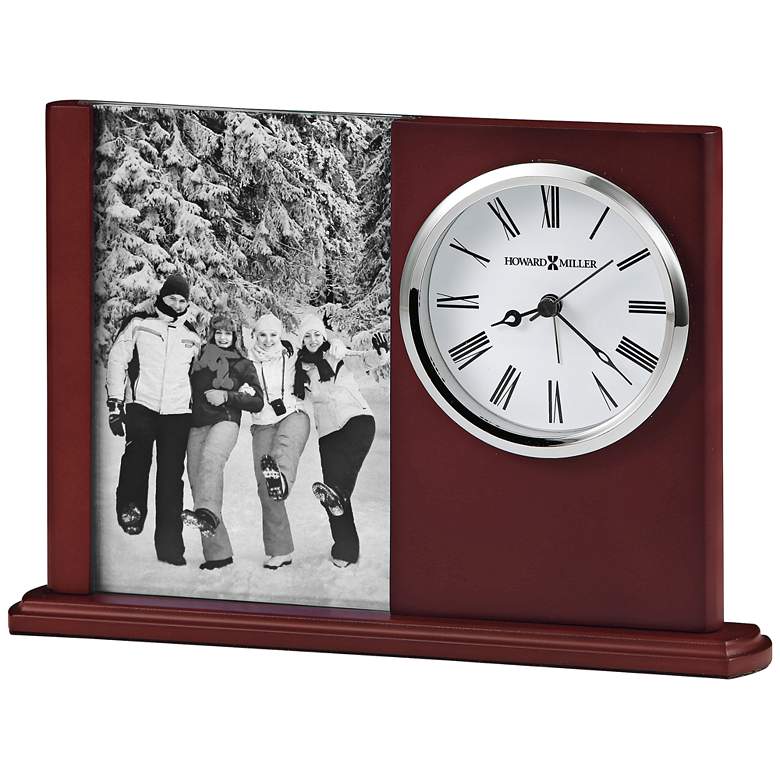 Image 1 Howard Miller Portrait Caddy 9 1/4"W Woody 4x6 Photo Clock