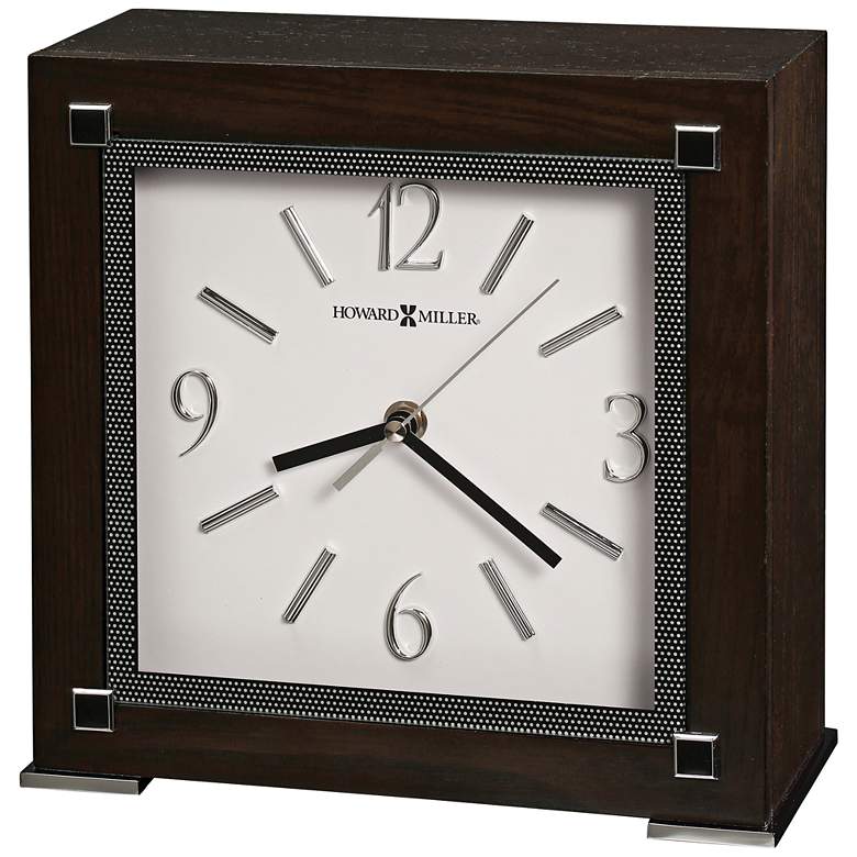 Image 1 Howard Miller Reese 9 1/2 inchH Black Coffee Wood Square Clock