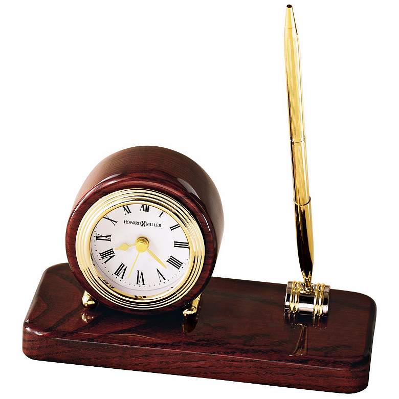 Image 1 Howard Miller Roland 6 3/4 inch Wide Desk Clock &amp; Pen Set