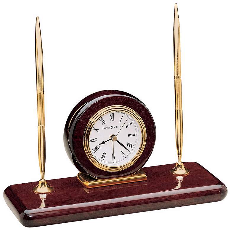 Image 1 Howard Miller Rosewood 9 1/4 inch Wide Clock and Desk Set