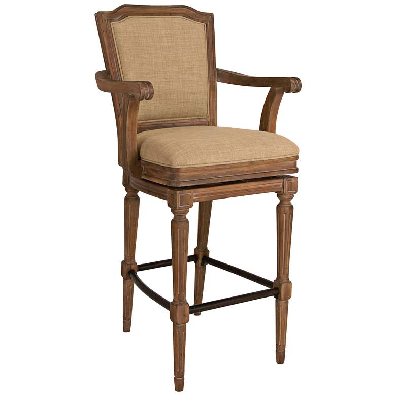 Image 1 Howard Miller Woodrow 30 3/4 inch Linen Tone Swivel Barstool