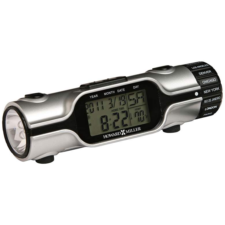 Image 1 Howard Miller World Time 5 1/4"W Silver Flashlight Clock