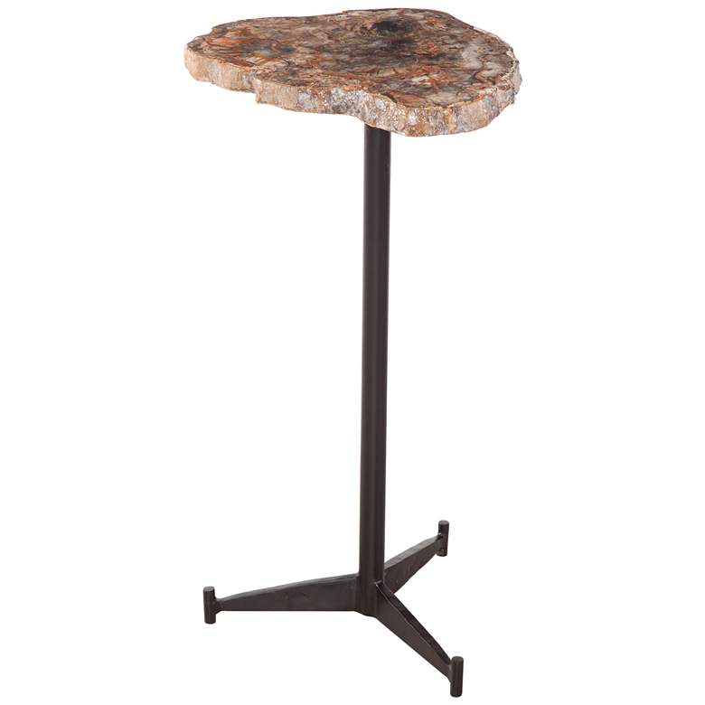 Image 1 Howe 23" Matte Black and Petrified Wood Accent Table