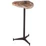 Howe 23" Matte Black and Petrified Wood Accent Table