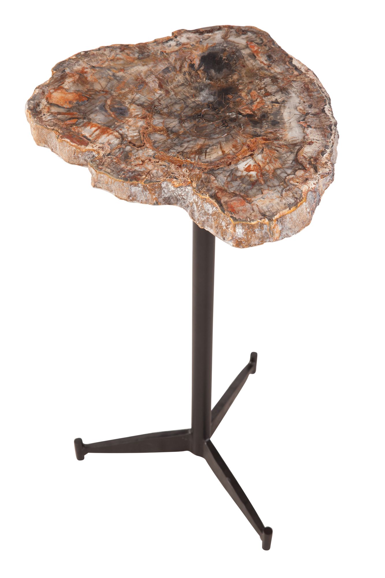 Image 2 Howe 23" Matte Black and Petrified Wood Accent Table more views