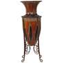Thumbnail2 of Huard Distressed Brown 26 1/2"H Amphora Vase w/ Metal Stand