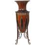 Huard Distressed Brown 26 1/2"H Amphora Vase w/ Metal Stand