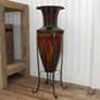 Huard Distressed Brown 26 1/2"H Amphora Vase w/ Metal Stand