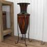 Thumbnail1 of Huard Distressed Brown 26 1/2"H Amphora Vase w/ Metal Stand
