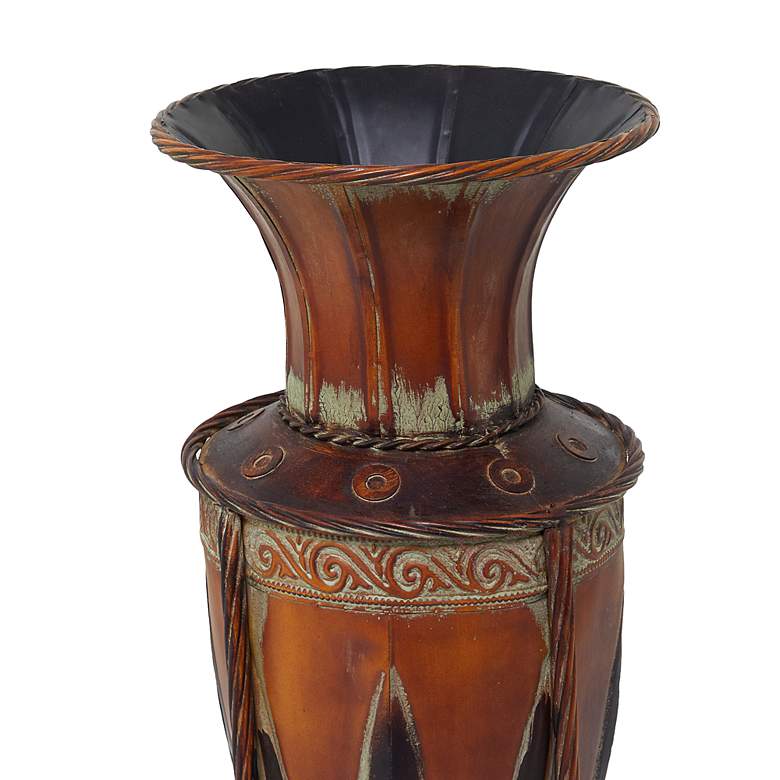 Image 4 Huard Distressed Brown 26 1/2 inchH Amphora Vase w/ Metal Stand more views