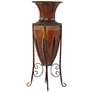 Huard Distressed Brown 26 1/2"H Amphora Vase w/ Metal Stand
