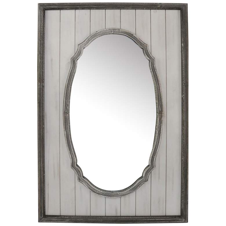 Image 1 Hubbard Distressed Brown Gray Panel 24 inch x 36 inch Wall Mirror