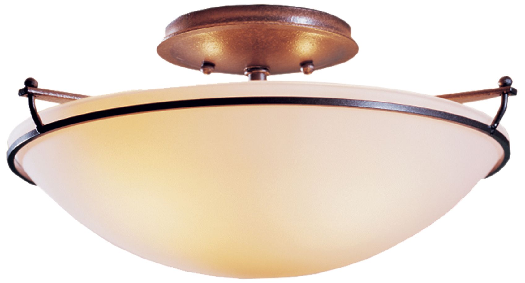 Hubbardton Forge 13.5"W Iron & Opal Glass Bowl Ceiling Light Made to Order