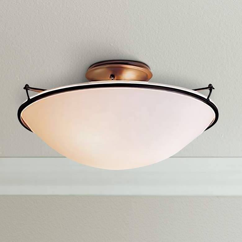 Image 1 Hubbardton Forge 17" Wide Dark Smoke Ceiling Light
