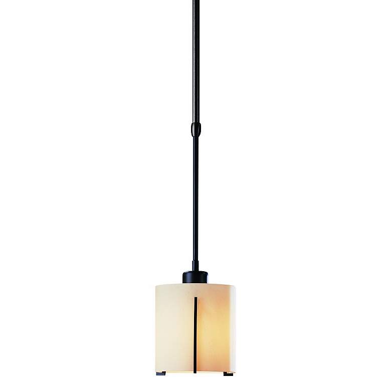 Image 1 Hubbardton Forge 5 1/2" Wide Black Stone Tube Mini Pendant