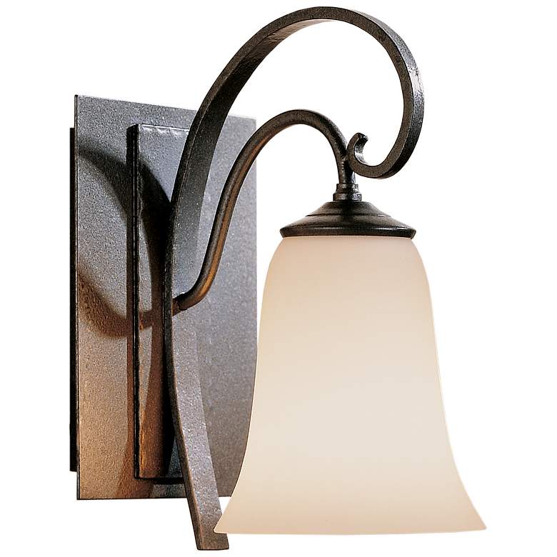 Image 1 Hubbardton Forge 9.8" High Natural Iron and Opal Glass Scroll Sconce