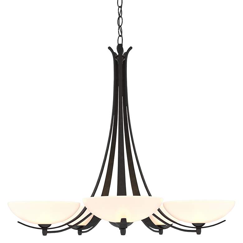 Image 1 Hubbardton Forge Aegis 31 1/4"W Black 5-Light Chandelier