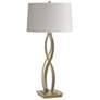 Hubbardton Forge Almost Infinity 27" Flax Shade Brass Table Lamp