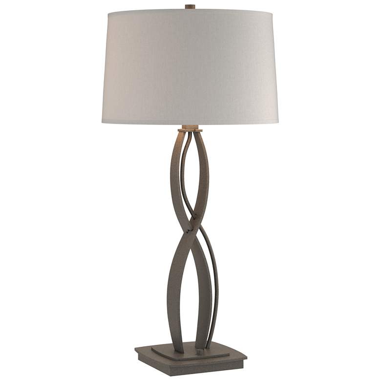 Image 1 Hubbardton Forge Almost Infinity 31" Flax and Natural Iron Table Lamp