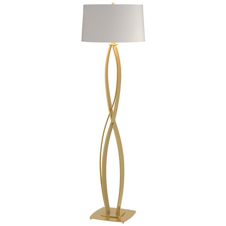 Image 1 Hubbardton Forge Almost Infinity 59 1/2" Flax and Brass Floor Lamp