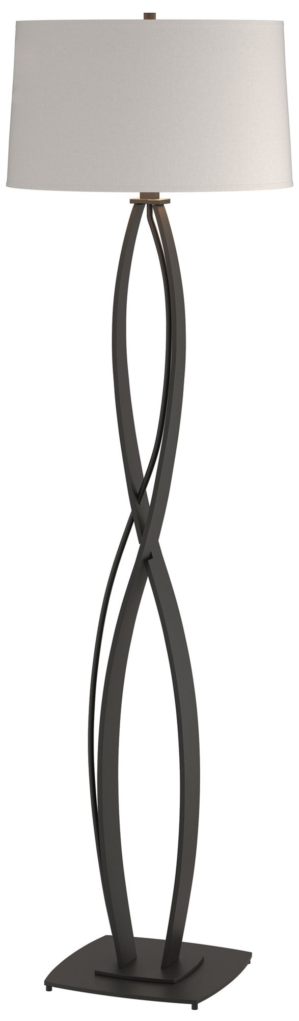 Hubbardton Forge Almost Infinity Black Floor Lamp w/ Flax Made to Order