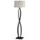 Hubbardton Forge Almost Infinity Black Floor Lamp w/ Flax Shade