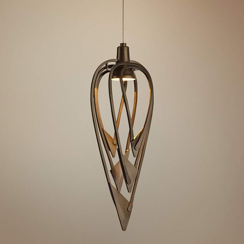 Image 1 Hubbardton Forge Amulet 7 1/2" Wide Dark Smoke Mini Pendant
