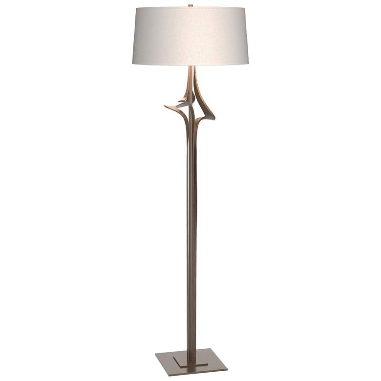 Image 1 Hubbardton Forge Antasia 58.6 inch High Bronze Floor Lamp With Flax Shade