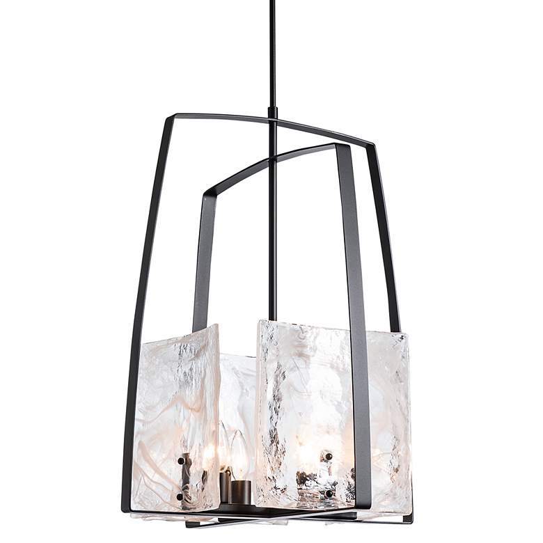 Image 3 Hubbardton Forge Arc 18.7" Wide Black Pendant with White Swirl Glass more views