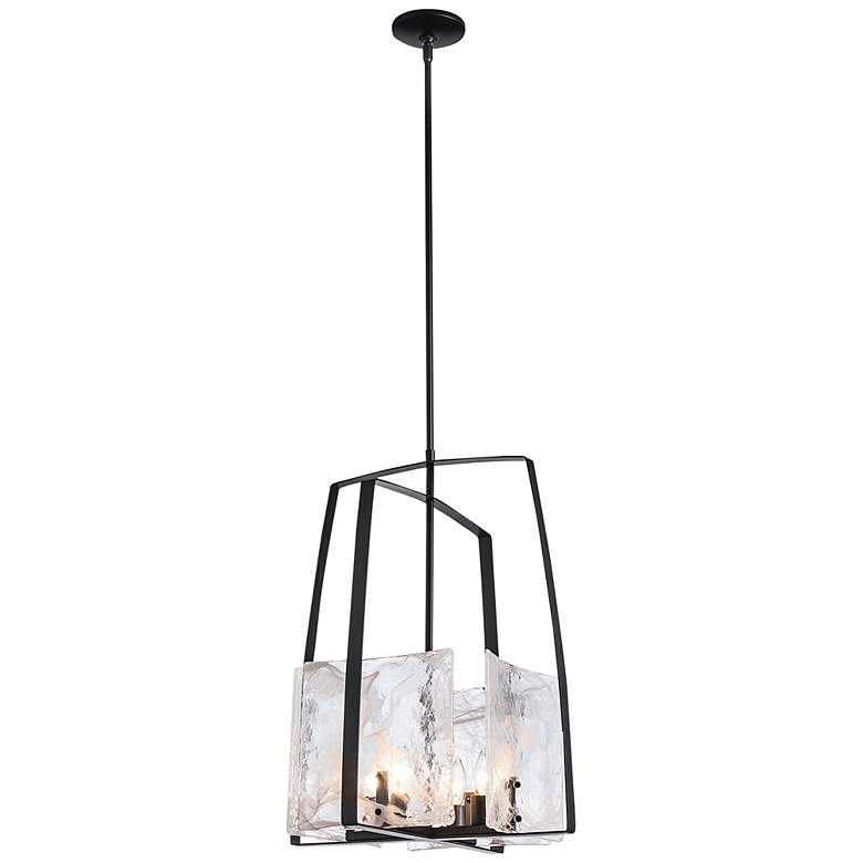 Image 4 Hubbardton Forge Arc 18.7" Wide Black Pendant with White Swirl Glass more views