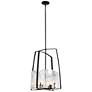 Hubbardton Forge Arc 18.7" Wide Black Pendant with White Swirl Glass