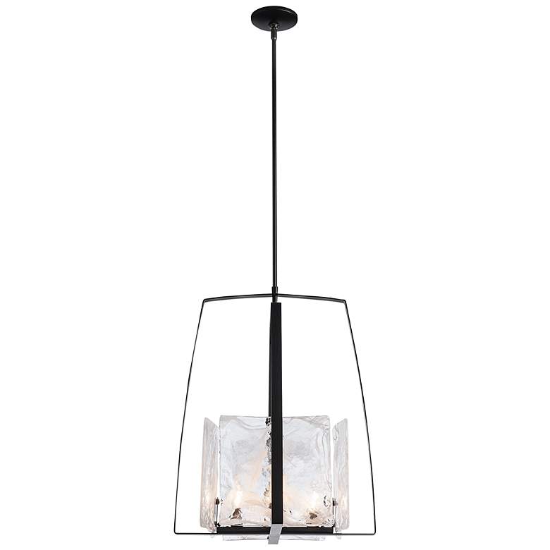 Image 5 Hubbardton Forge Arc 18.7" Wide Black Pendant with White Swirl Glass more views