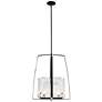 Hubbardton Forge Arc 18.7" Wide Black Pendant with White Swirl Glass
