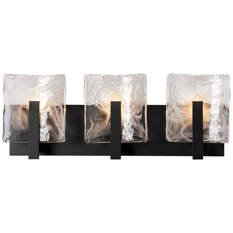 Image 1 Hubbardton Forge Arc 21 1/2"W Black and White Swirl Glass Bath Light