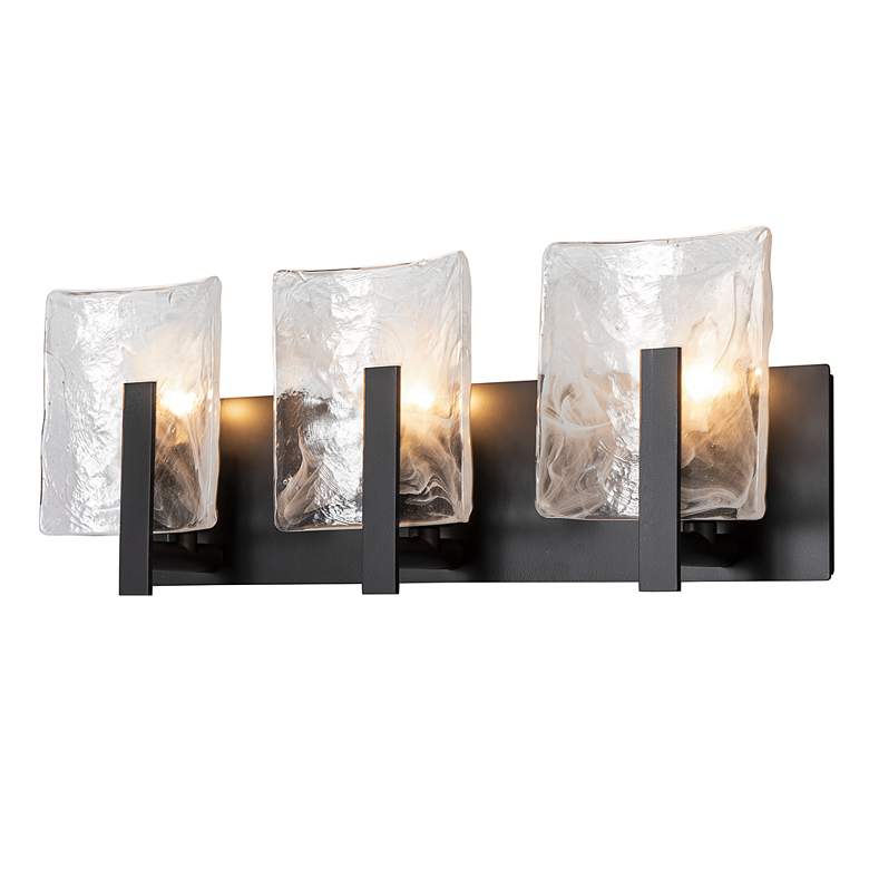 Image 3 Hubbardton Forge Arc 21 1/2 inchW Black and White Swirl Glass Bath Light more views