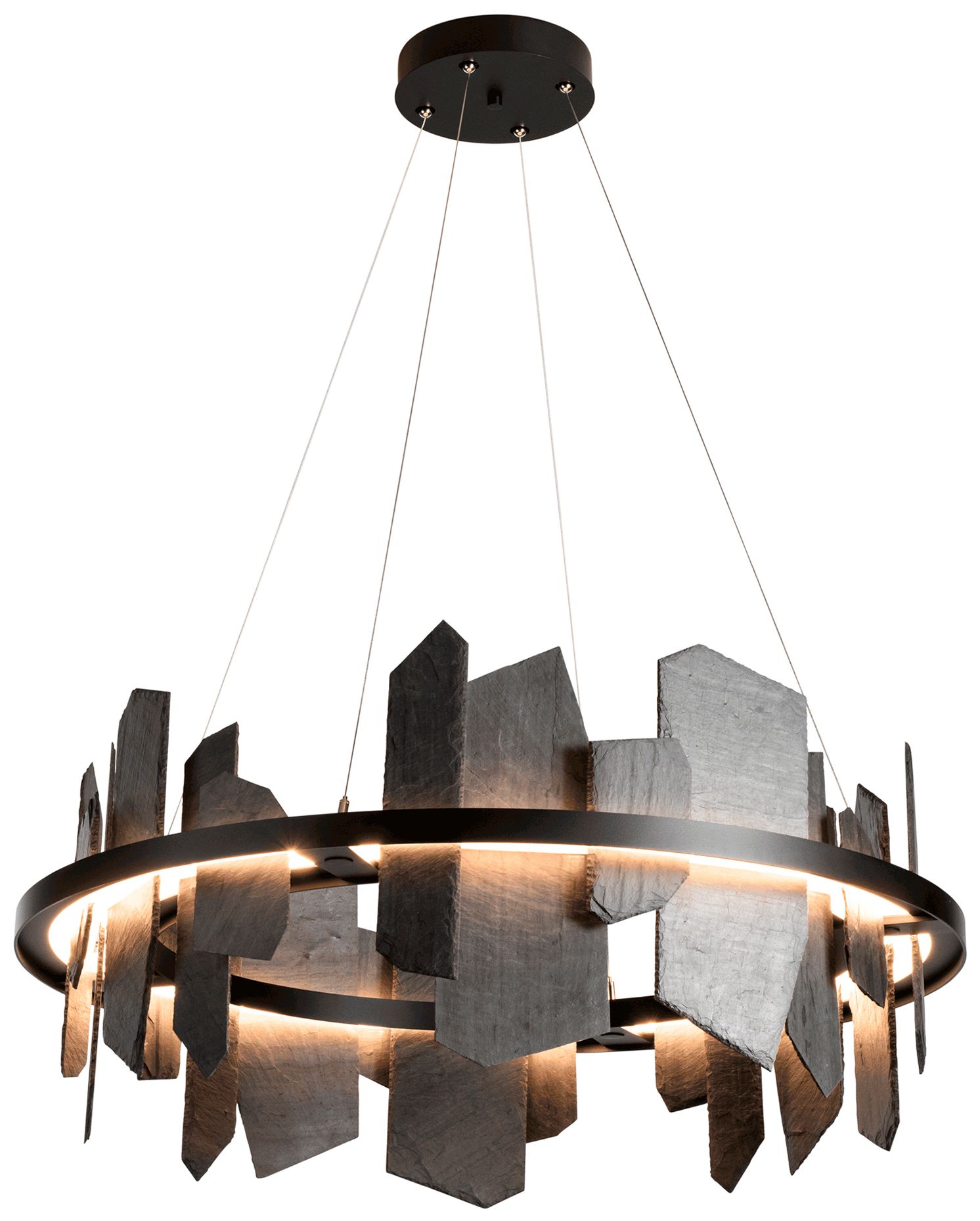 Image 3 Hubbardton Forge Ardesia 38" Black & Slate LED Ring Ch&elier Made to Order