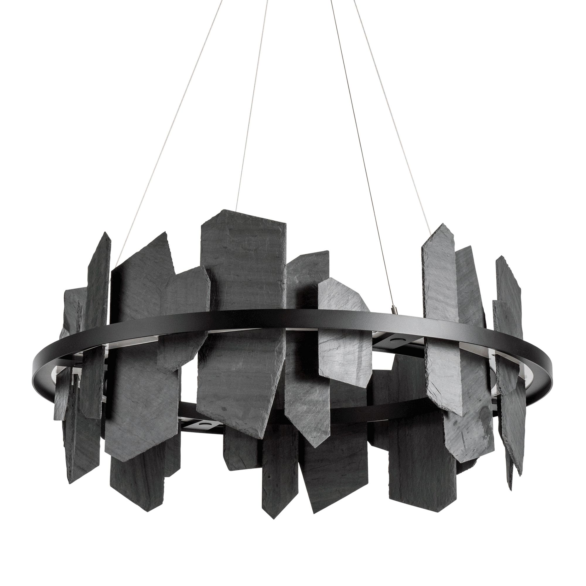 Image 5 Hubbardton Forge Ardesia 38" Black & Slate LED Ring Ch&elier Made to Order more views