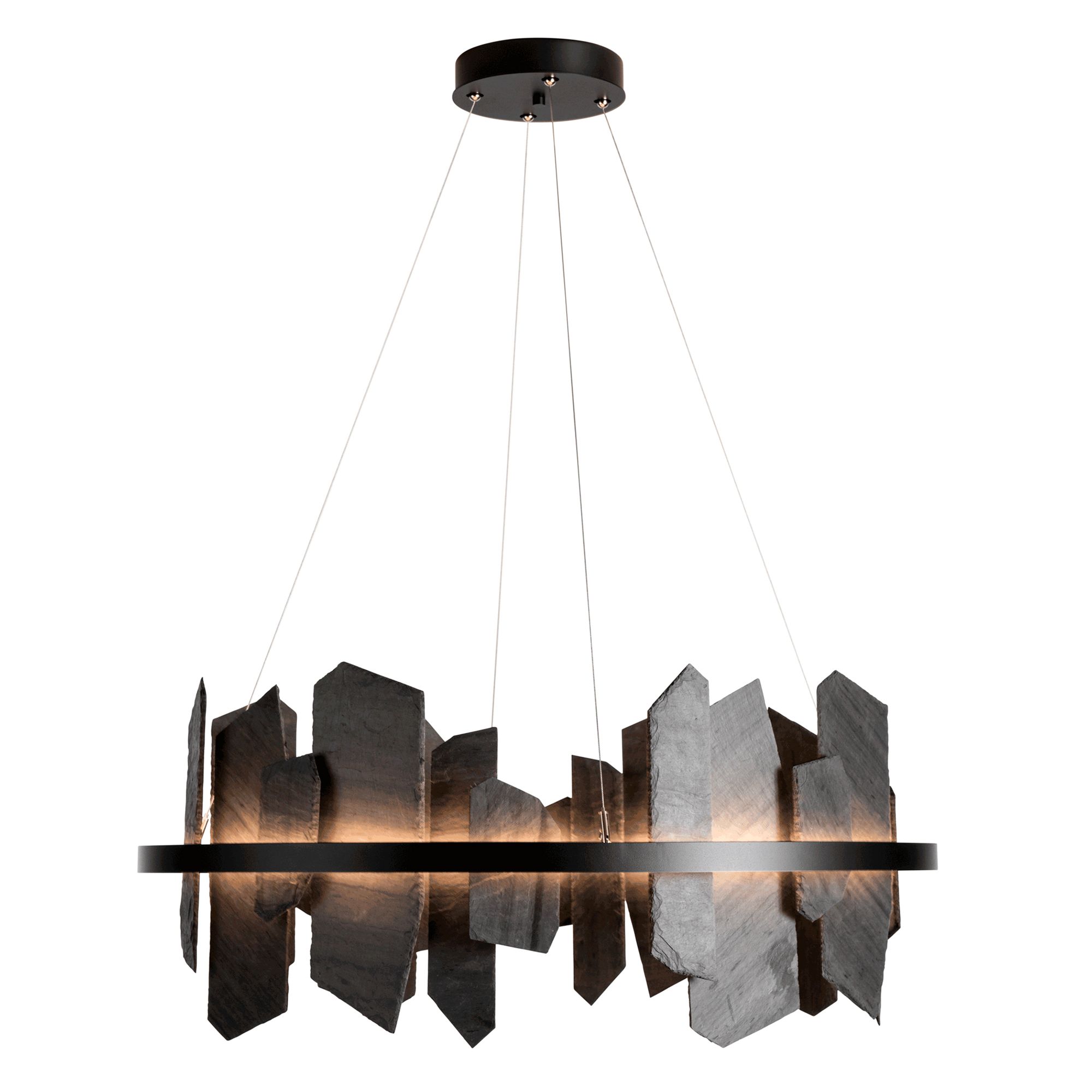 Image 6 Hubbardton Forge Ardesia 38" Black & Slate LED Ring Ch&elier Made to Order more views