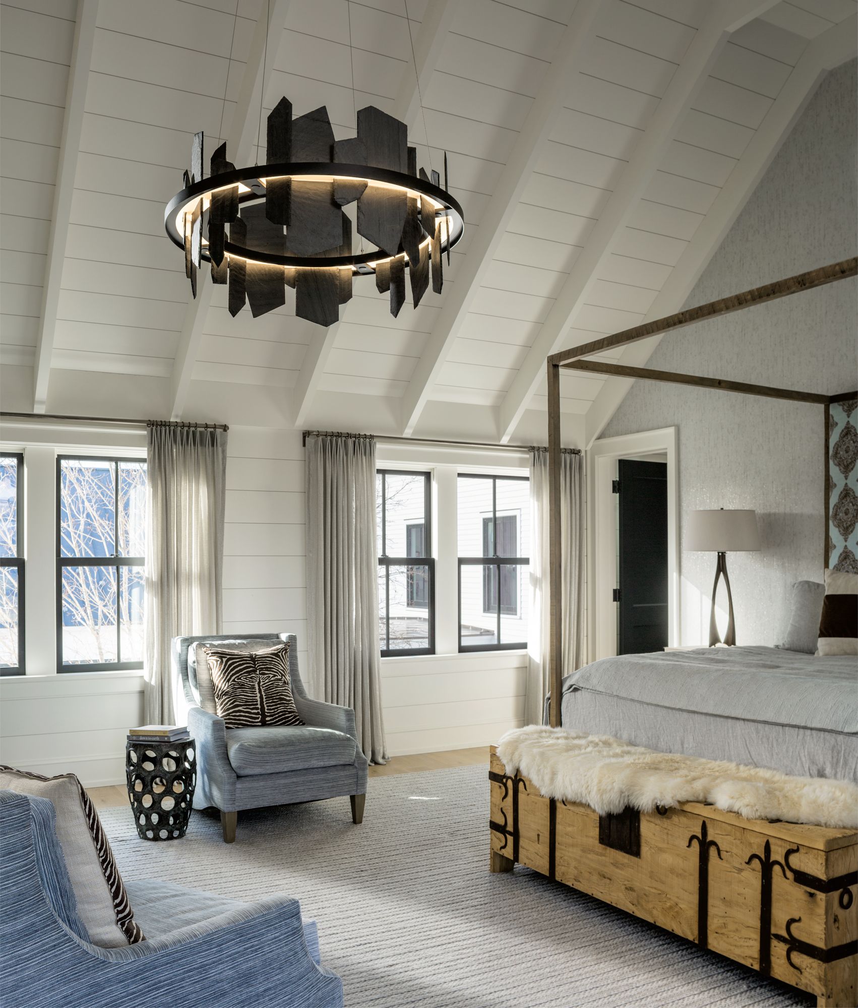 Image 7 Hubbardton Forge Ardesia 38" Black & Slate LED Ring Ch&elier Made to Order more views