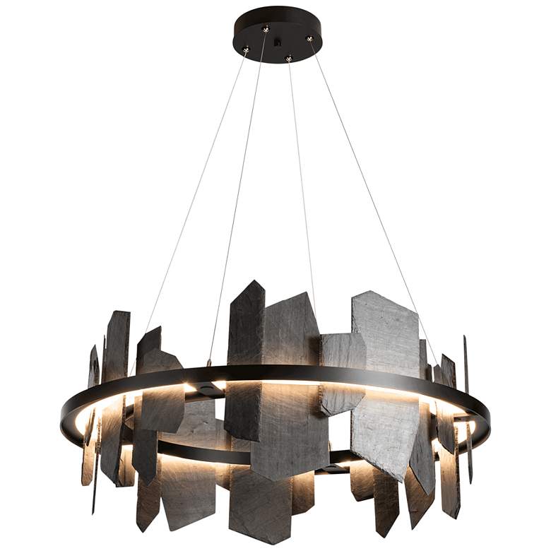 Image 3 Hubbardton Forge Ardesia 38" Black and Slate LED Ring Chandelier